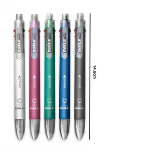 Multicolored ballpoint pens 6 in 1, 5 colors, 1 automatic pencil with rubber for school, office, writing material, stationery 6 Main Sales Smart Eraser - №4