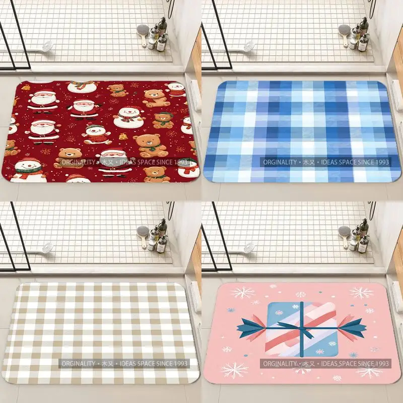 

Рождественский коврик с милым узором, украшение для гостиной, домашний диван, нескользящий ковер, кабинет, спальня, татами, детский мягкий напольный коврик