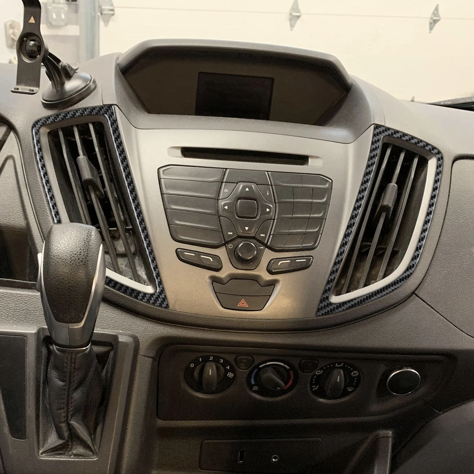 Carbon Fiber Center Console Dual Side Air Vent Trim Frame For Ford Transit 2014-2019 Car Air Outlet Decor Accessories Stickers