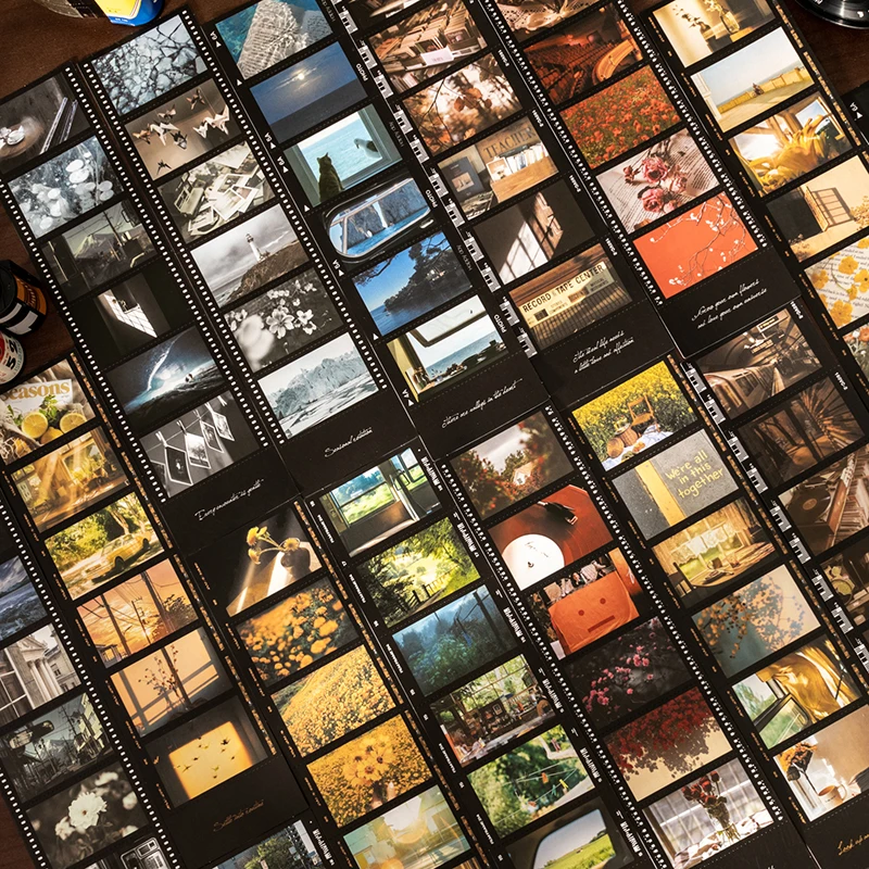Adesivo de tema de filme de tira longa, adesivos de paisagem, colagem de conta manual para moldura de foto, caixas de calendário, decoração de scrapbook