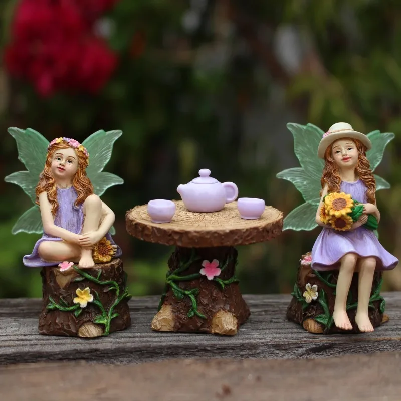 1 Set Flower Fairy Statue Mini Micro Landscape Ornament Simulated Scene Decor For  Party Vacation Outdoor Garden Layout Craft