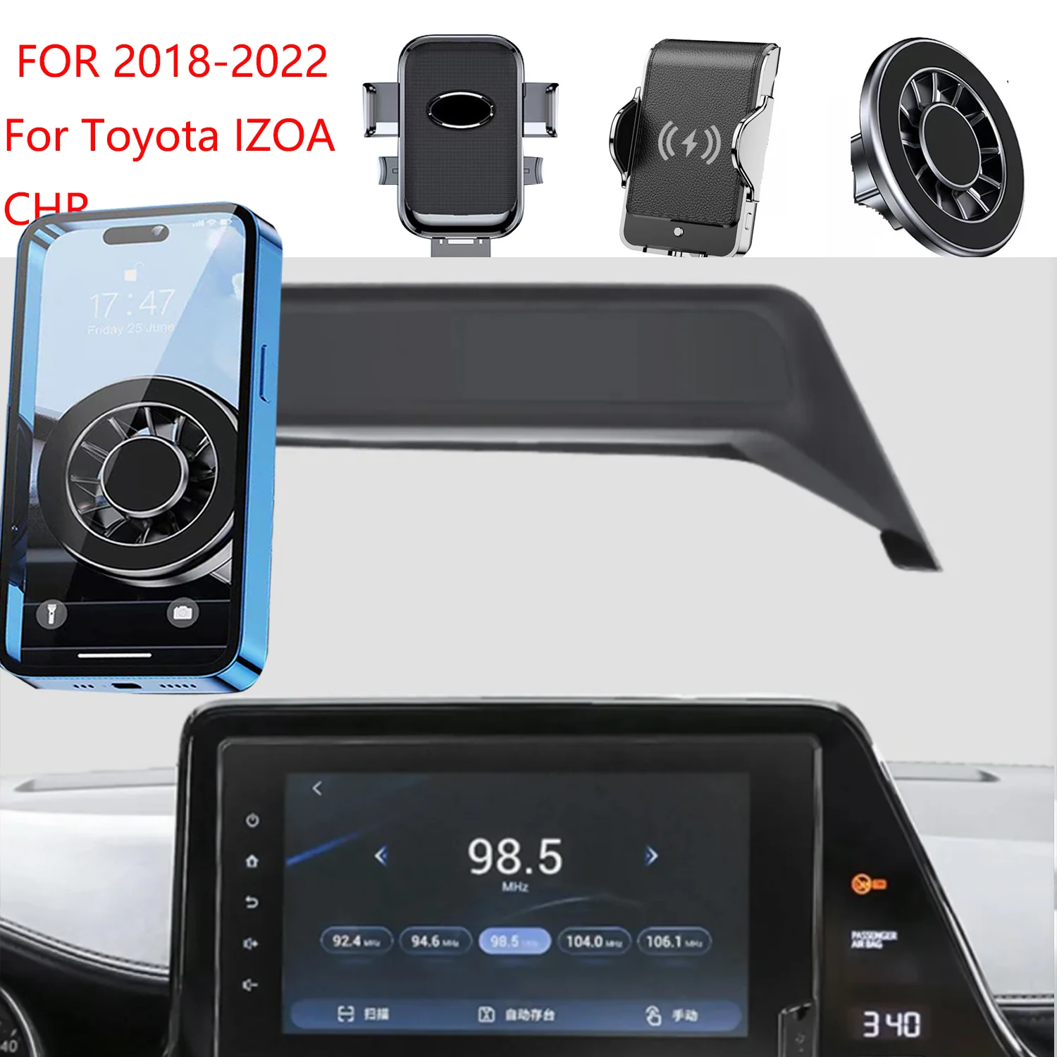 Car Phone Holder For 2018-2022 Toyota IZOA Chr Magnetic GPS Screen Fixed Fast Wireless Charging Mobile Phone Mount Accessories