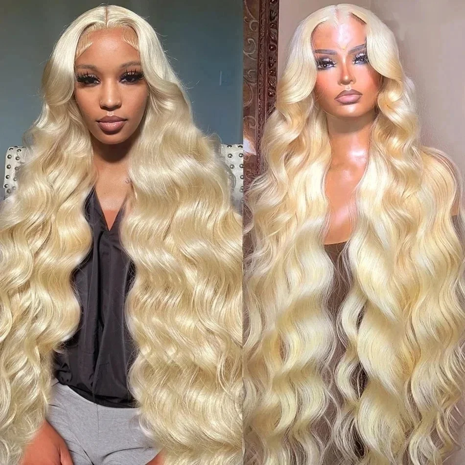 Perruque Lace Front Wig sans colle naturelle, cheveux humains, blond, 13x6, HD, 30 pouces, pre-plucked, avec baby hair, 4x4, 13x4