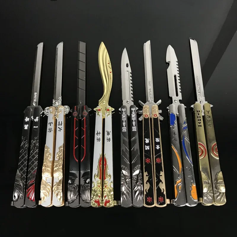 New Animation Game Genshin Impact Butterfly Knife Toy Unsharped Metal Weapon Wolf\'s Last Road Stick Cyno Weapon Model Gift