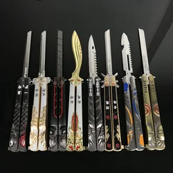 New Animation Game Genshin Impact Butterfly Knife Toy Unsharped Metal Weapon Wolf's Last Road Stick Cyno Weapon Model Gift