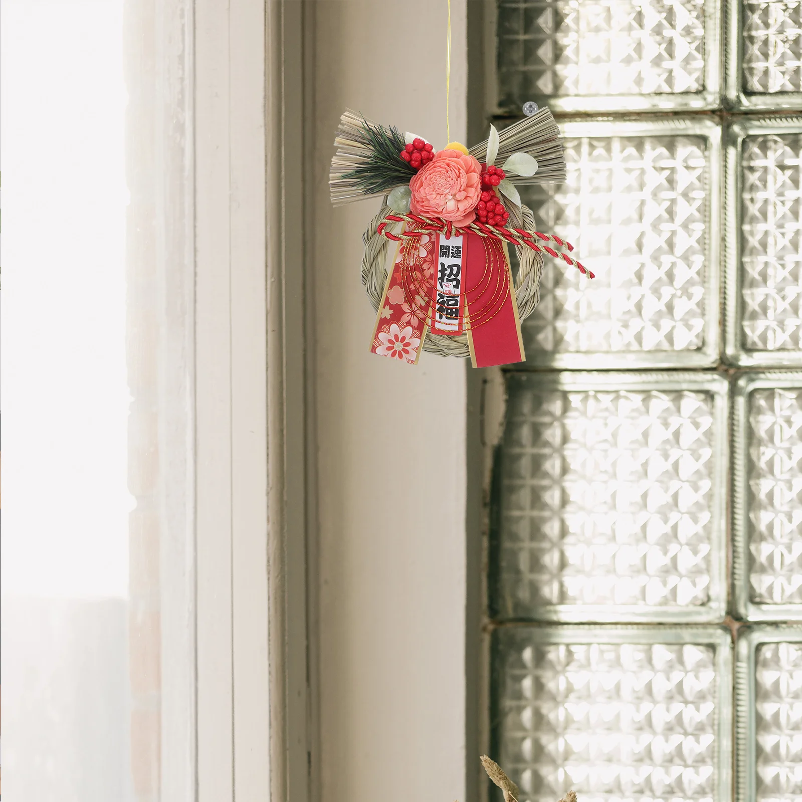 

Japanese Style New Year Wreath Decorative Hanging Ornament For Door Wall Vehicle Festival Craft Holiday Straw Wreath Home Decor