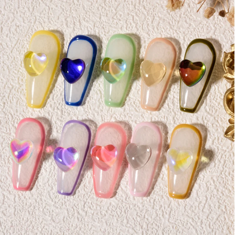 

3D Nail Art Hearts Candy Color Jewelry Acrylic For Nail Tips Nail Decoration Accessories Heart Crystal Ornament for Nail