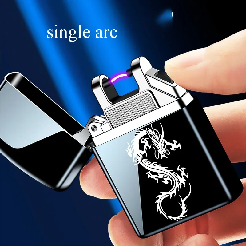 Mini USB Arc Pulse Electronic Lighter Dual Plasma Rechargeable Windproof Portable Lighter Smoking Accessories Men\'s 2024 New