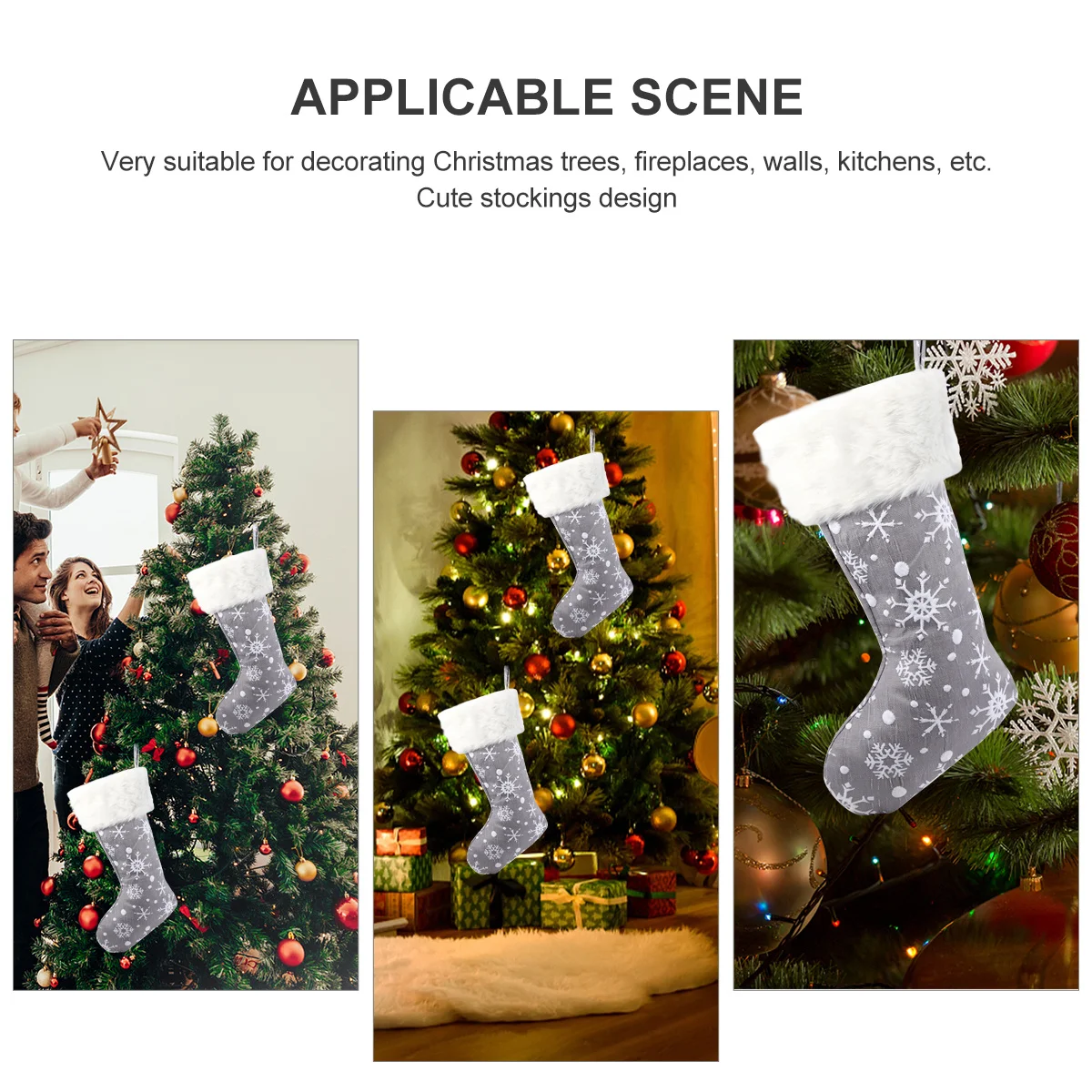 

Christmas Stocking Gift Bag Premium Fabric Wear-Resistant Non-Fading Candy Sweets Hanging Pouch For Kids Santa Xmas Decor