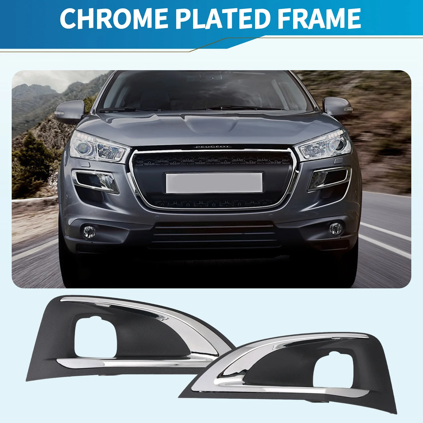 

1Pair Front Bumper Fog Lamp Cover Trim YL004126XT YL004127XT 240809 For 4008 P84 Fog Light Chrome Grille Bezel-ABQF