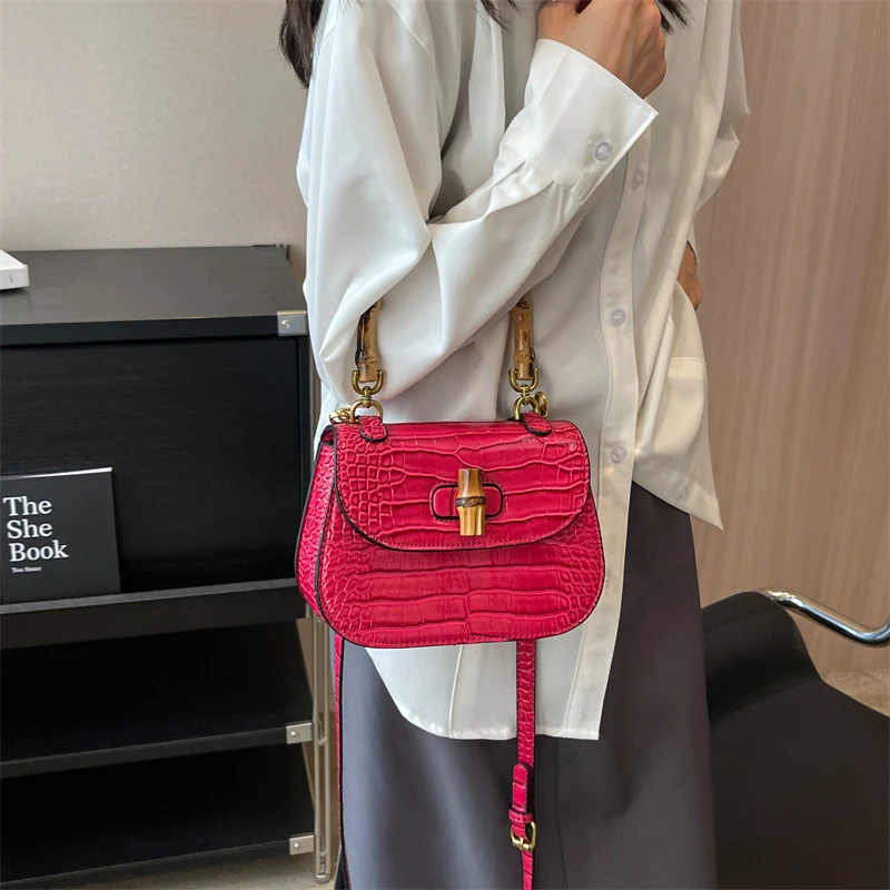 Brand bamboo hand bags for women High quality PU shoulder bag Designer crossbody bag Cute purses and handbags Luxury satchel