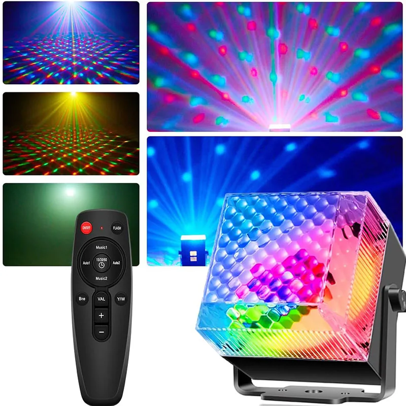 ไฟโปรเจคเตอร์ดิสโก้ปาร์ตี้ RGB ควบคุมด้วยเสียง ไฟเวที 3 สี ไฟกลางคืน สำหรับเต้นรำที่บ้าน งานวันเกิด ฮาโลวีน คริสต์มาส
