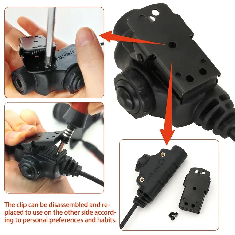 محول 6-Pin U94 V2 PTT لـ AN/PRC 152\148 جهاز اتصال لاسلكي متوافق مع سماعة الرأس التكتيكية للصيد وإلغاء الضوضاء