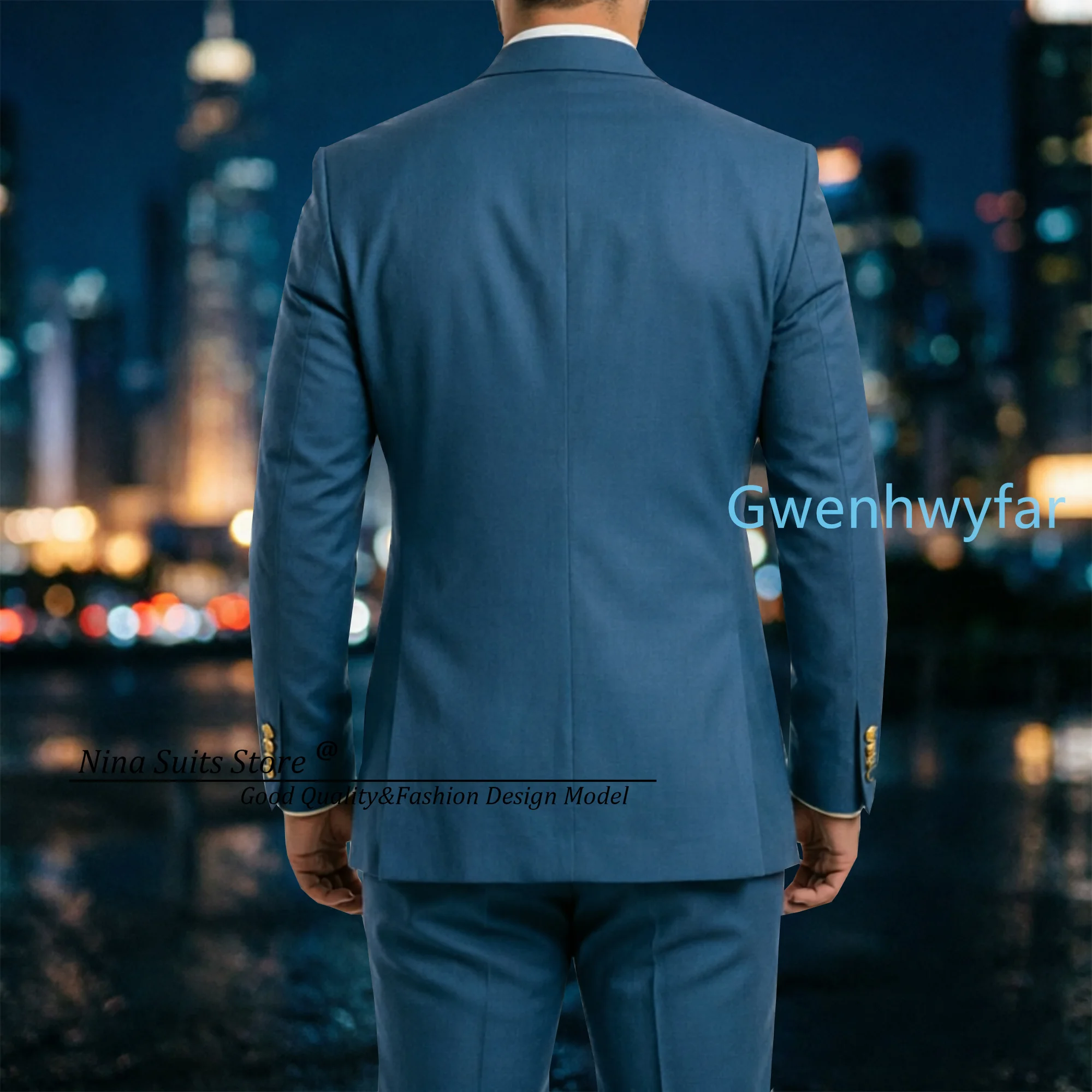 G&N 2027 Men's African Style Man Suits Formal Stand Collar Peacock Blue Elegant Men's Party Jacket And Pants Customizable Colors