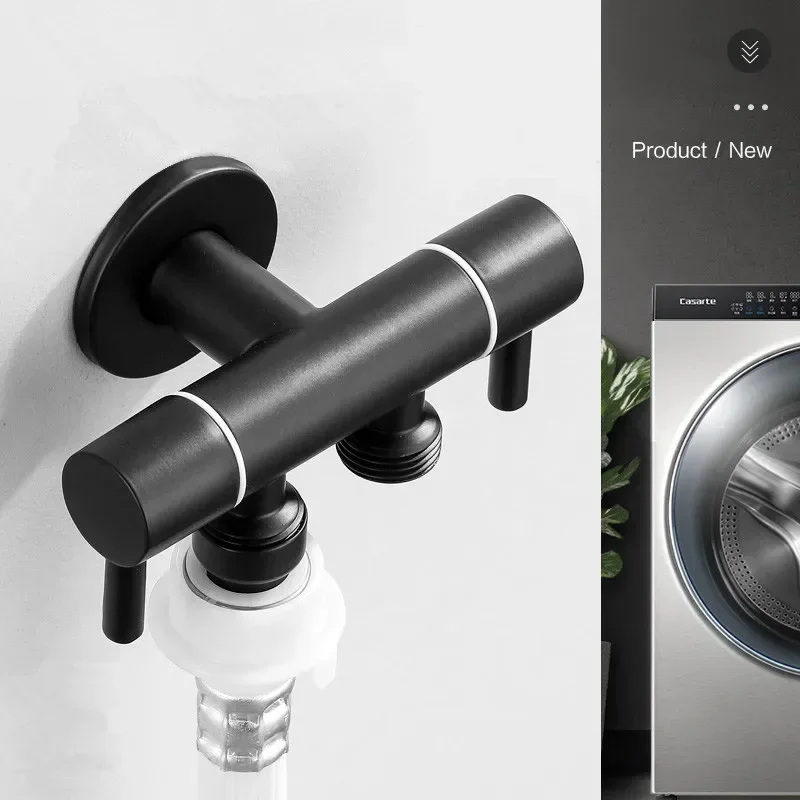 Modern Black Multi-Function Wall Bibcock Tap Outdoor Garden Washing Machine Faucet Single Cold Bathroom Mop Taps