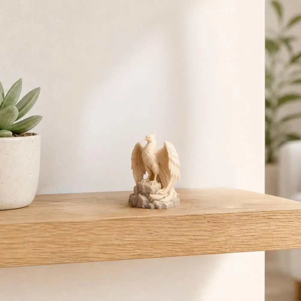 Matte Texture Decor Detailed Bird Ornament Phoenix Rebirth Statue 3d Printed Pla Sculpture with Matte Finish Spiritual for Desk