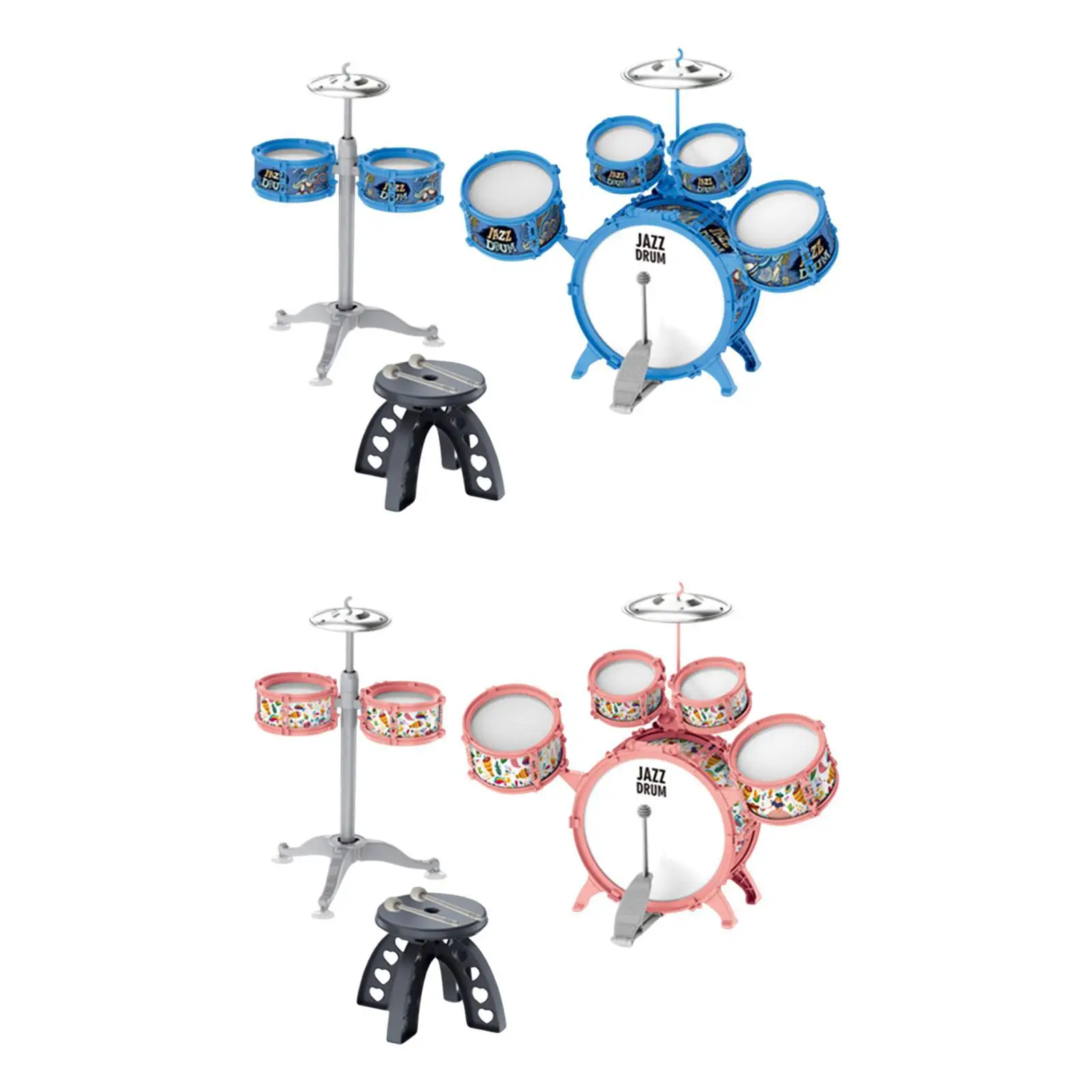 

Kids Children Drum Set Playing Rhythm Beat Toy Music Toy with 2 Cymbals for Birthday Gift Concert Kindergarten Party Boys Girls