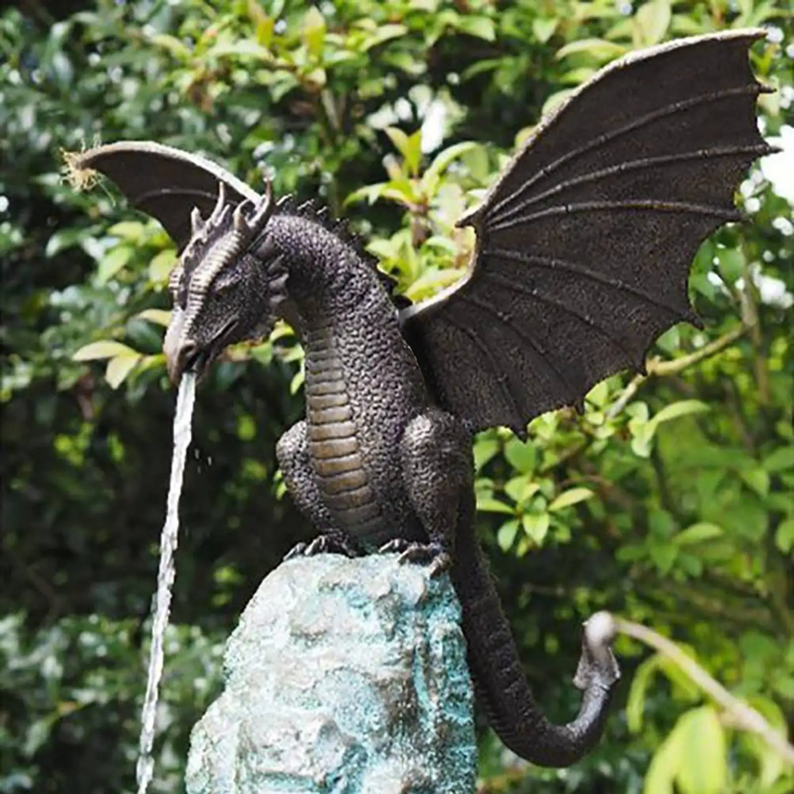 Drachenbrunnen-Ornament Garten-Drachenstatue Harz-Wasserspiel-Skulptur für Haus- und Gartendekoration