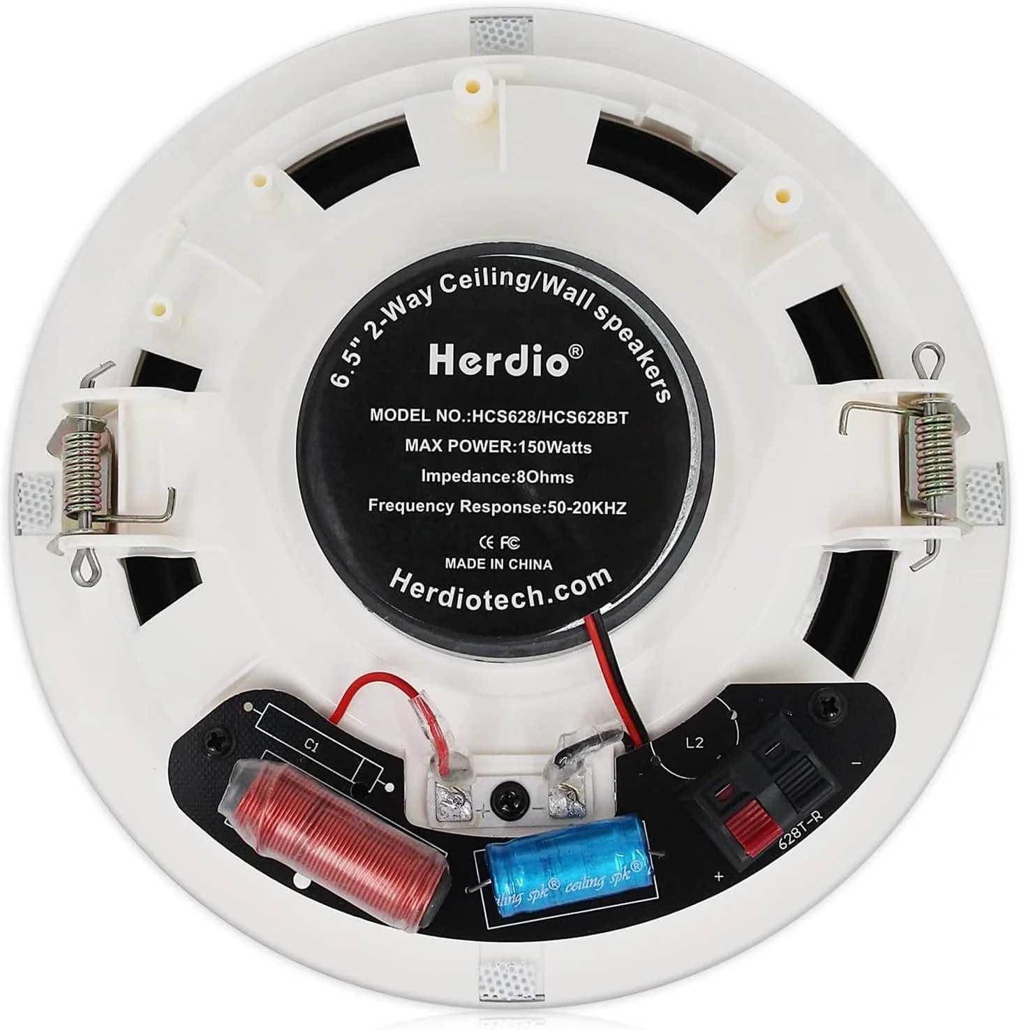 Herdio 6.5 "2PCS Flush Mount เพดานลําโพง 2-Way Passive ลําโพงระบบ 300 วัตต์เหมาะสําหรับห้องนอนห้องน้ําห้องครัว