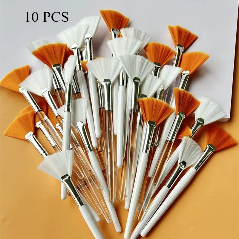 10pcs Fan Shape Foundation Makeup Brushes Multifunctional Facial Mask Brush Essential Oil Women Beauty Makeup Tools Brush