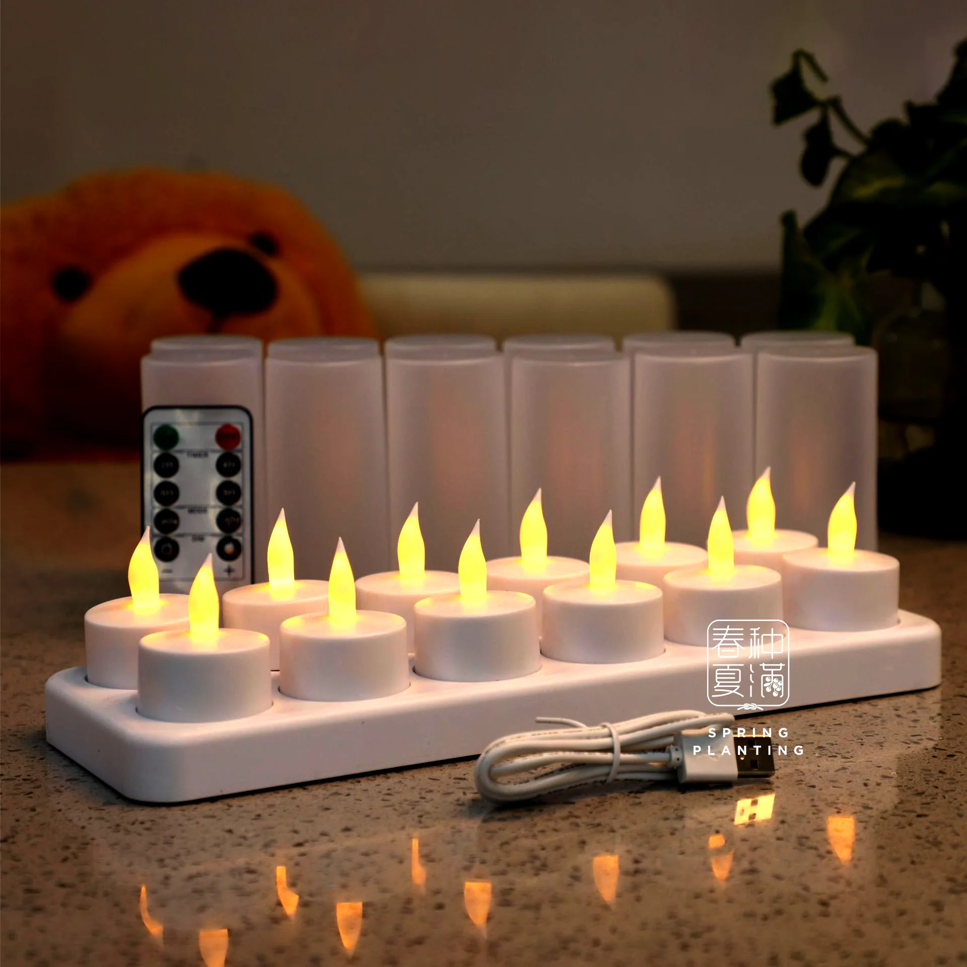 SPRING PLANTING Home Wedding Decoration Remote Control Flameless Lights Rechargeable LED Candle