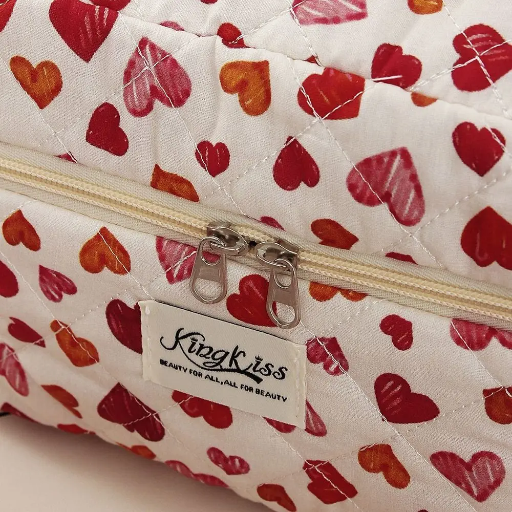 Cotton Floral Print Quilted Makeup Bag Multiple Sizes Multi-functional Leopard Print Cosmetic Bag Handheld Clutch Bags Travel