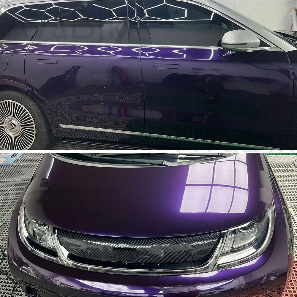20/50CM Glänzende PET-Vinylfolie in Venezianischem Lila und Dunkelviolett mit Luftkanälen für Motorradaufkleber und Fahrzeugkarosserieschutz