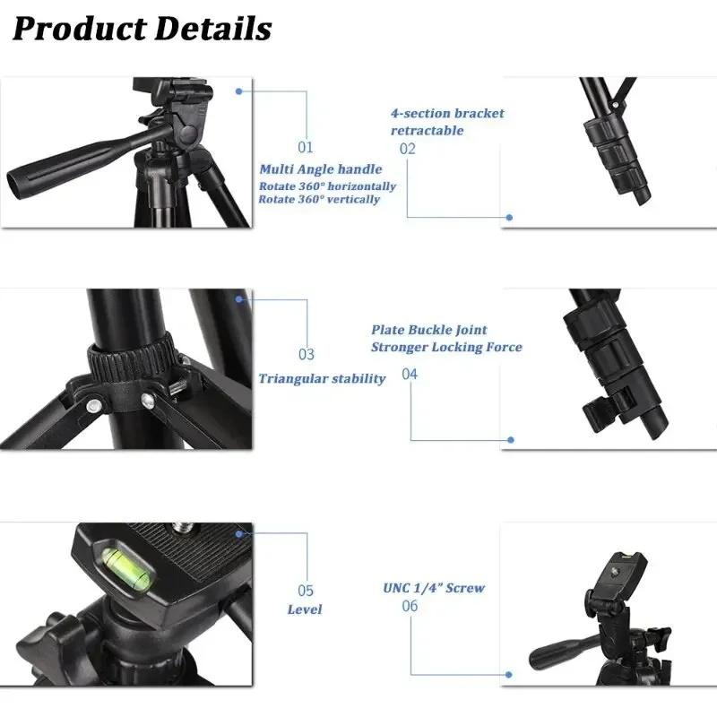 Multifunction Tripod For Mobile Camera Portable SLR Support Bluetooth Desktop Cam Stand Monopod Smartphone