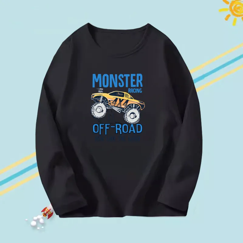 2023 Autumn Boys T-shirts Cartoon Car T-shirst for Babyboy Long Sleeve O-Neck T-shirts Children's Autumn Spring Cotton Tee Tops