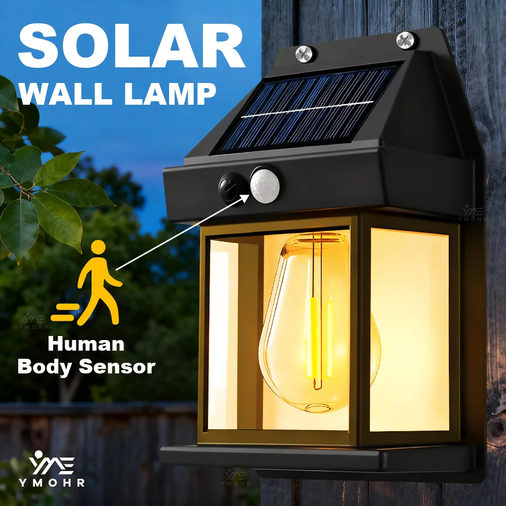 4pcs Vintage Solar Lights Outdoor Waterproof LED Motion Sensor Light Ambient Garden Accessories Wall Patio Garage Solar Light