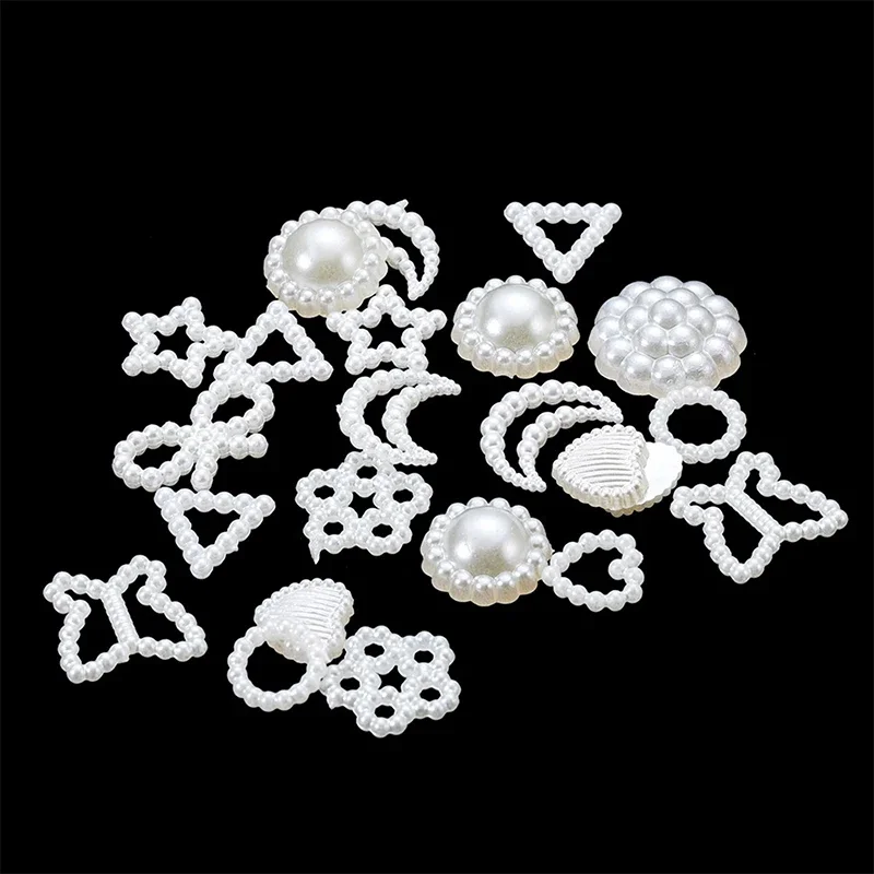 

100pcs/Lot Imitation Pearl Beads Flower Heart Star Moon Spacer Beads For Jewelry Making Bracelet Charms Earring