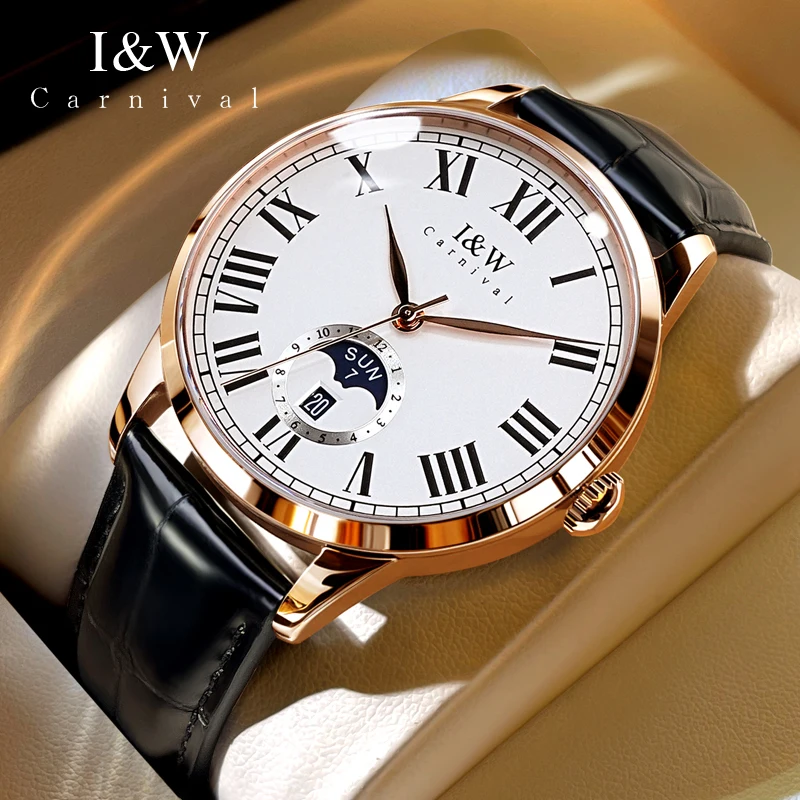 

Carnival Brand I&W High-end Series Mechanical Watch Men Luxury MIYOTA Movement Automatic Watches Mens Week Date Display Clock