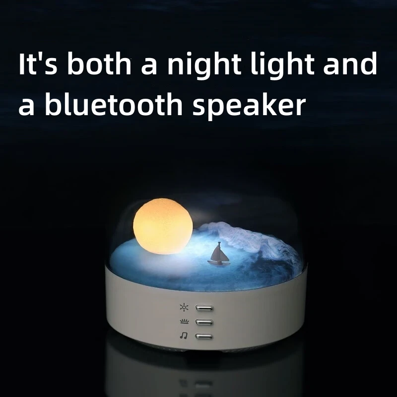 Moon Landscape Night Lamp Bluetooth Speaker Creative LED Table Lamp Home Kids Room Decoration Children Birthday Chrestmas Gift