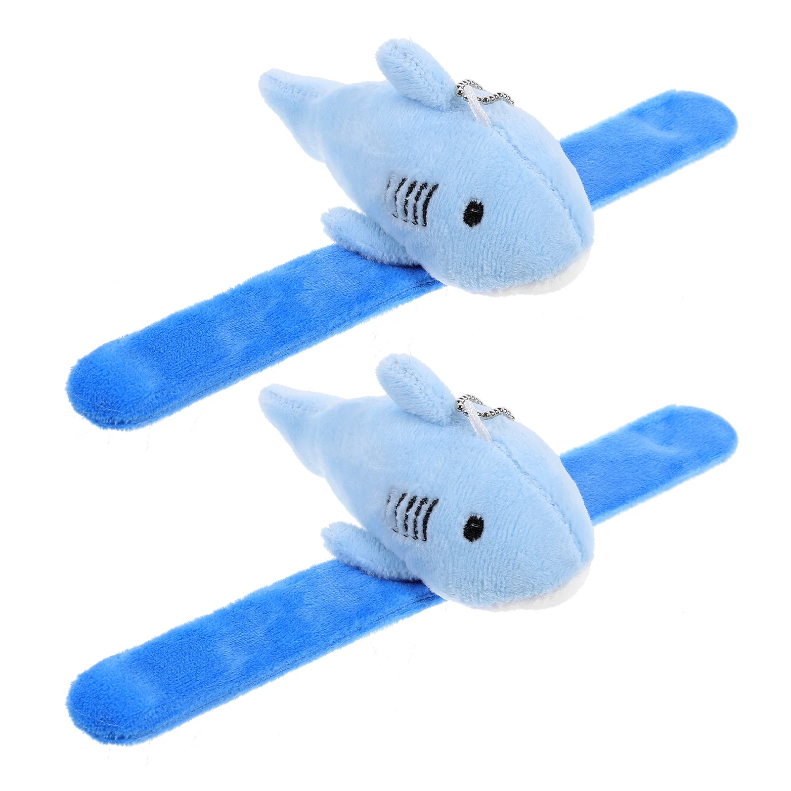 2 Pcs Shark Plush Snap Ring Stuffed Animal Slap Bracelet Hand Chain Wrist Bracelets Bands Animals Kids Wristbands Filling Novel