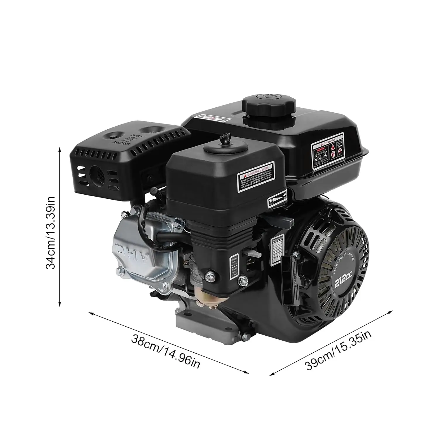 7.5 HP 4 Stroke Gas Engine, Pull Start Petrol Engine Replaces Compatible for Honda GX160 Air Cooled Single Cylinder OHV Gas Engi