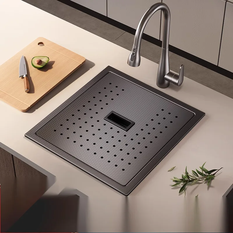 Black Dishwasher Embossed Small Size Sink Bar Invisible Sink with Cover Western Kitchen Hidden Type