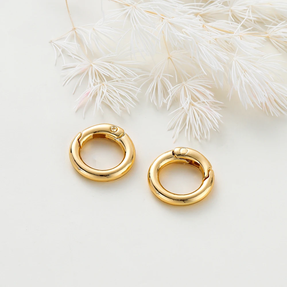 

5PCS 20MM 14/18K Gold Color Plated Brass Round Connector Clasps for Charms Pendants High Quality DIY Jewelry Making Findings