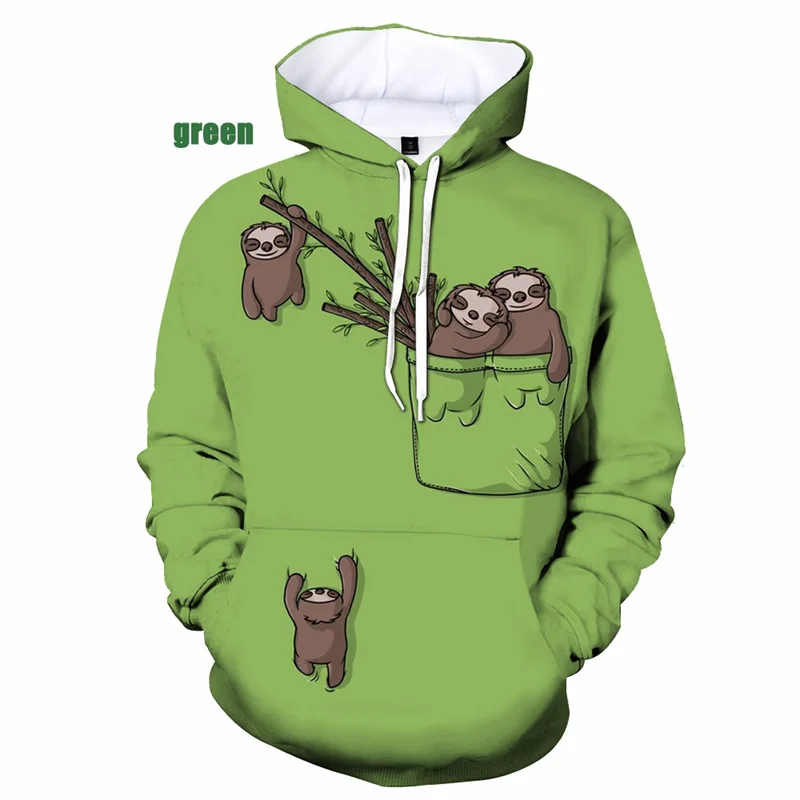 New 3D Animal Sloth Printing Hoodies For Men Cute Folivora Graphic Hooded Sweatshirts Kid Fashion Funny Pullovers Clothing Tops