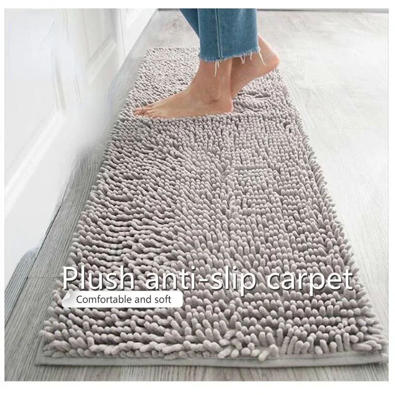 Chenille Soft Plush Bath Mat Super Absorbent Washable Non Slip Bathroom Comfortable Carpet for Shower Toilet Doormat Floor Rugs