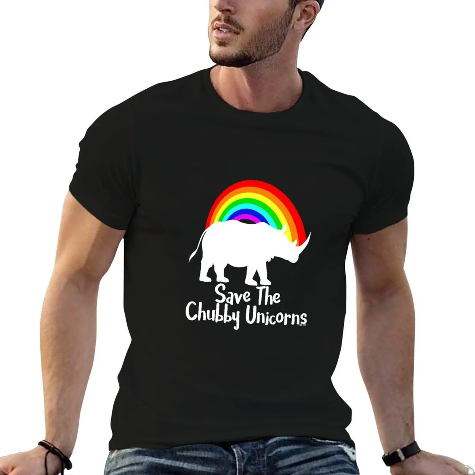 Save The Chubby Unicorns T-Shirt anime summer clothes fitted t shirts for men