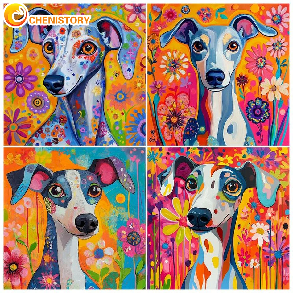 

CHENISTORY 5D Diamond Painting Full Square/Round Diamond Embroidery Animals Mosaic Dog Picture Home Decor Complete Kits