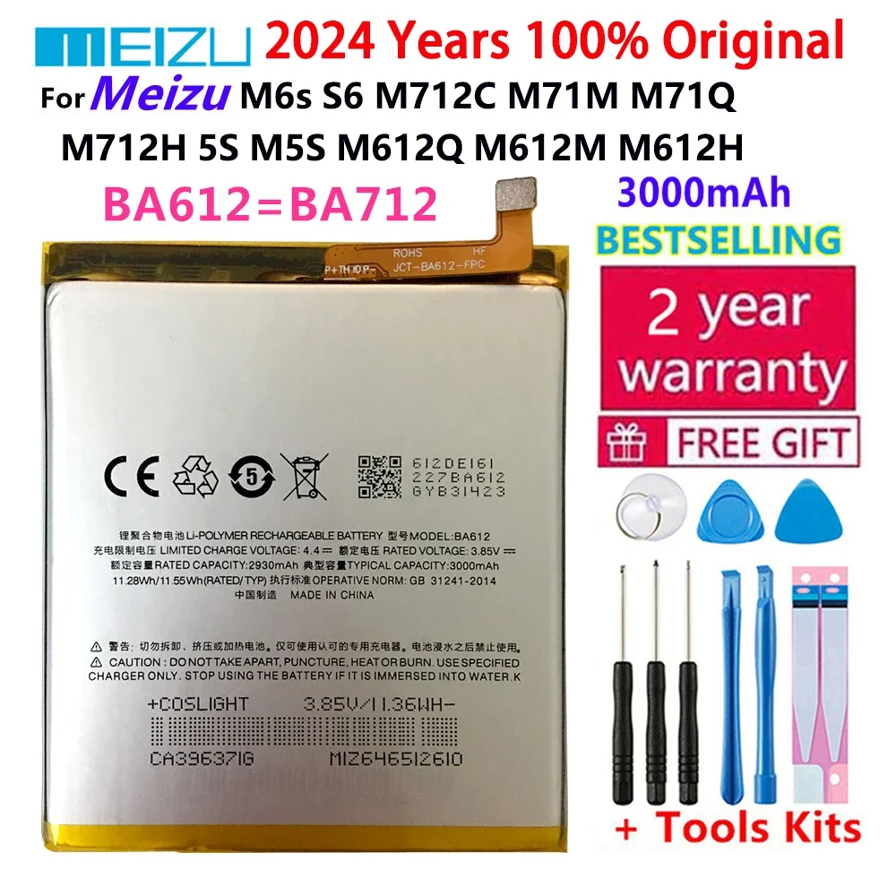 Original New BA612 BA712 Battery For Meizu M6s S6 M712C M71M M71Q M712H 5S M5S M612Q M612M M612H 3000mAh Phone Batteries Bateria