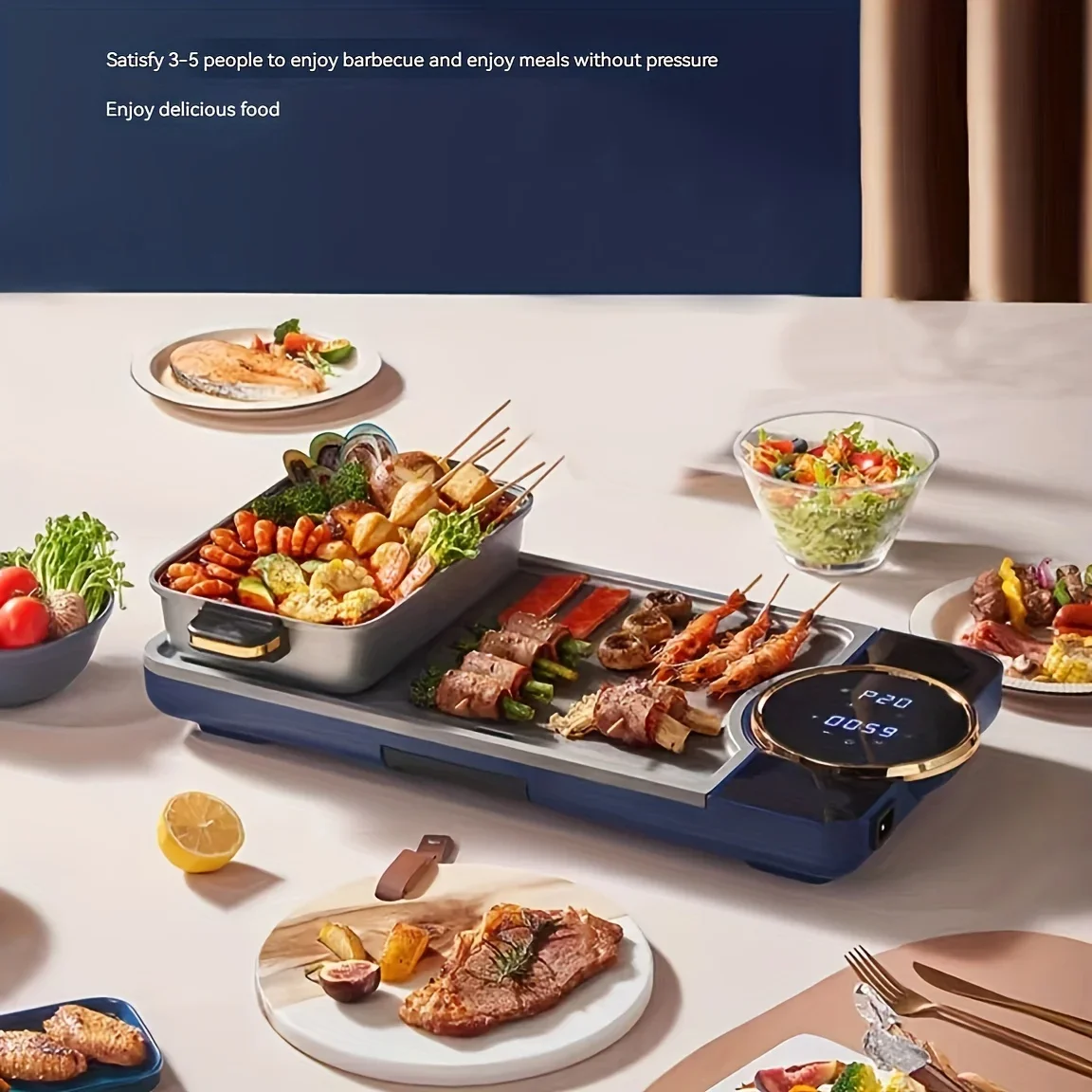 

Электрический поднос для выпечки высокой мощности с вилкой Стандарта Великобритании, электрический горячий горшок, встроенный горшок для гриля, домашний многофункциональный аппарат для приготовления пищи