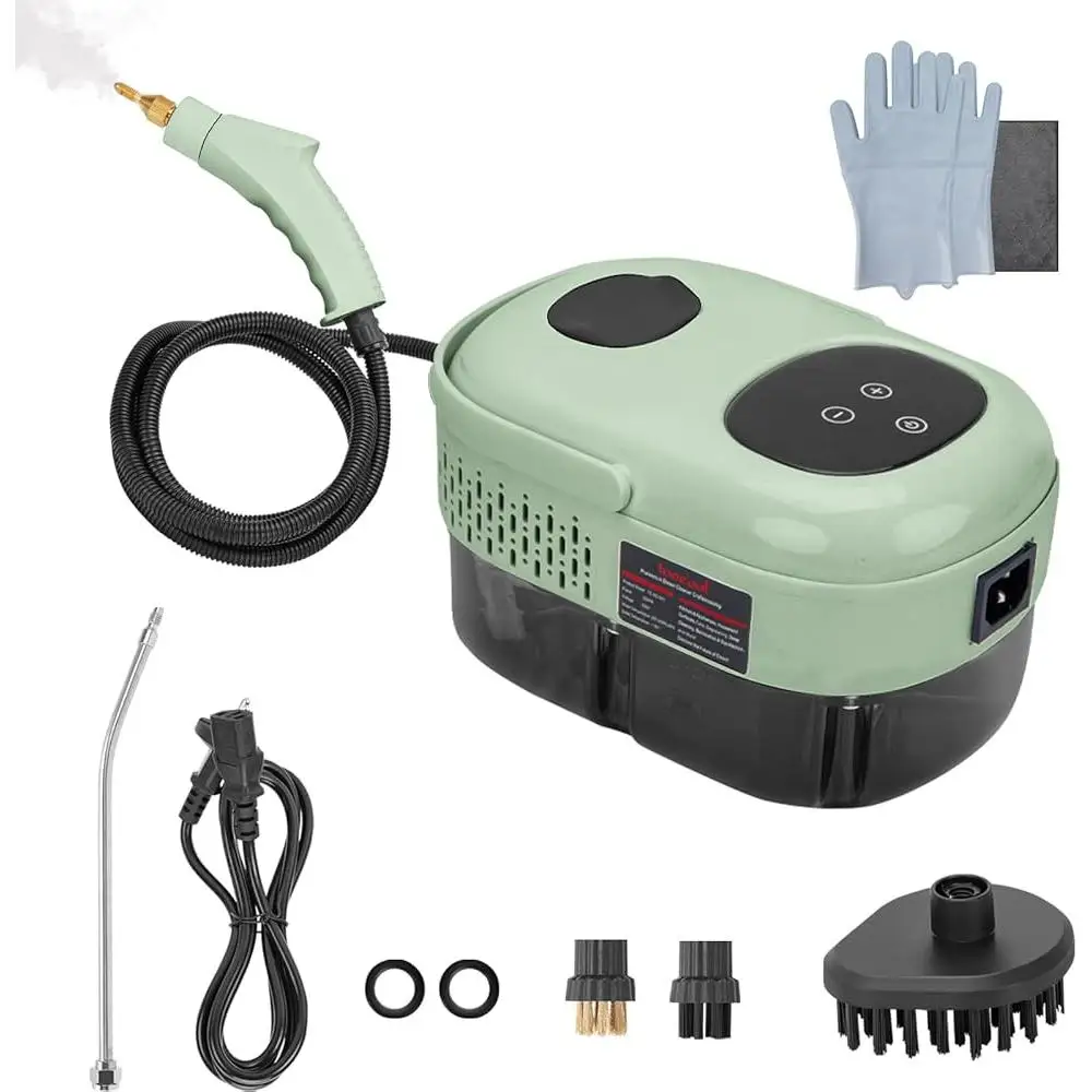 고압 스팀 청소기 2500W 휴대용 핸드헬드 고속 가열 10S, 3개의 브러시 헤드 포함 딥 클리닝 및 얼룩 제거