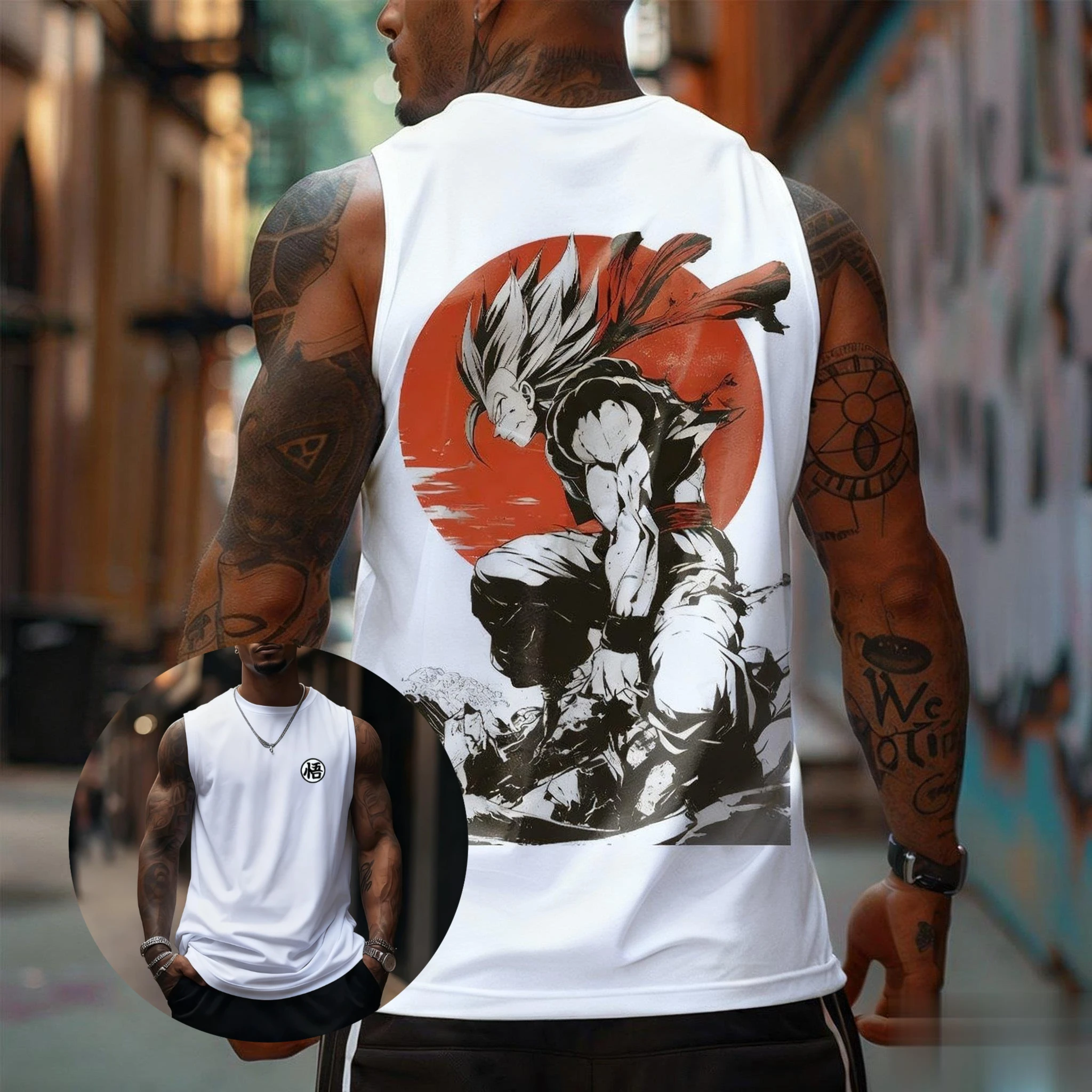 

Мужской жилет без рукавов большого размера Dragon Ball Goku с графическим принтом для спортзала, майка для тренировок, фитнеса, уличная одежда, повседневная летняя рубашка с мышцами