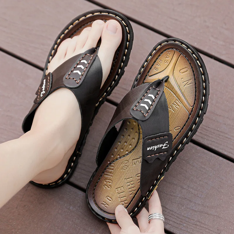

Men Slippers Flip Flops Outside Street Beach Style Plus Size Non-slip Fashion Casual Slippers Summer Soft Light Sandals