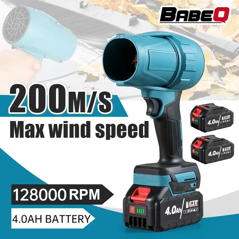 Babeq 1500w Ventilador de Jato Elétrico Turbo Ventiladores de ar 200 m s Violento Secador de Carro Portátil Ferramenta de Sopro de Folhas de Poeira para Makita 18v Bateria