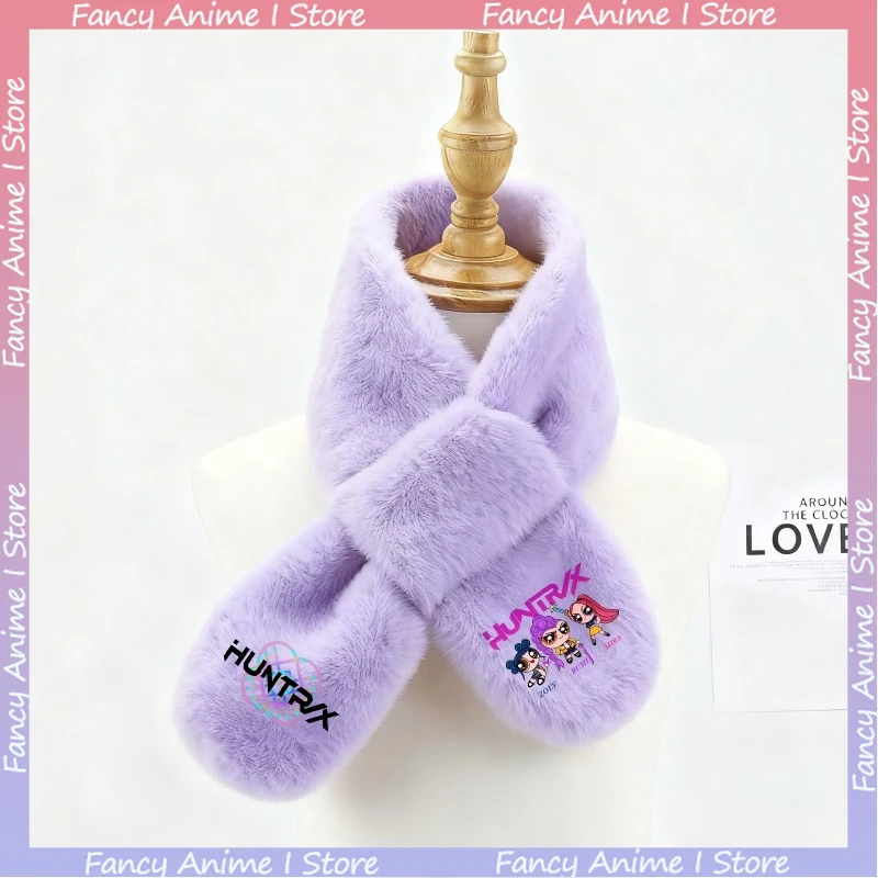 K-POP デーモンハンターズ ガールズ ぬいぐるみスカーフ かわいい 快適な保温ネックカバー 冬用 暖かい 漫画風 厚手ネックウォーマー 誕生日プレゼント