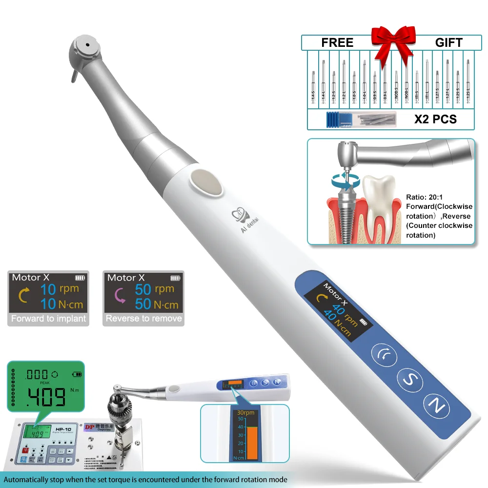 Electric Torque Wrench Handpiece 20:1 Contra Angle 213mm Dental Implant Surgery Instruments Without LED Indicator TW-MT7