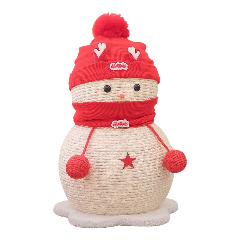 

Изготовленный на заказ когтеточка для кошек в виде снеговика, рождественский сизалевый когтеточка для кошек, зимняя когтеточка для кошек